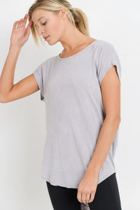 Open Back Drape Mineral Wash Top