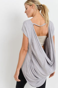 Open Back Drape Mineral Wash Top